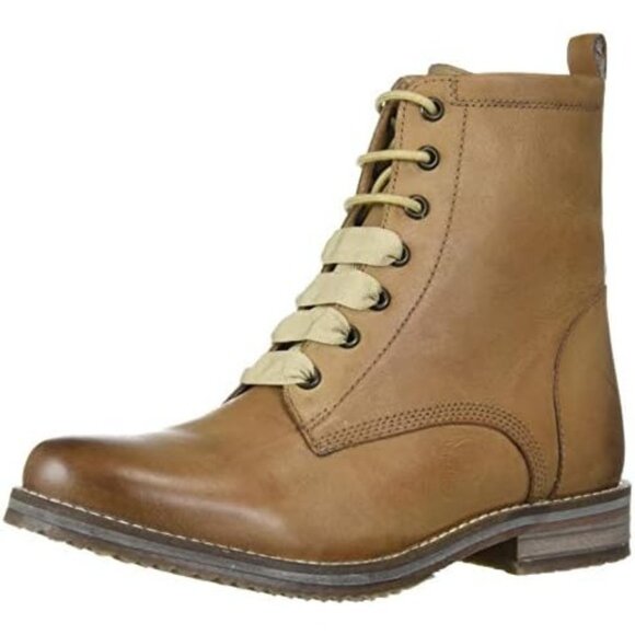 Crevo Freya Lace Up Ankle Boot Beige Genuine Leather Side Zip Distressed Size 8 - Picture 11 of 13